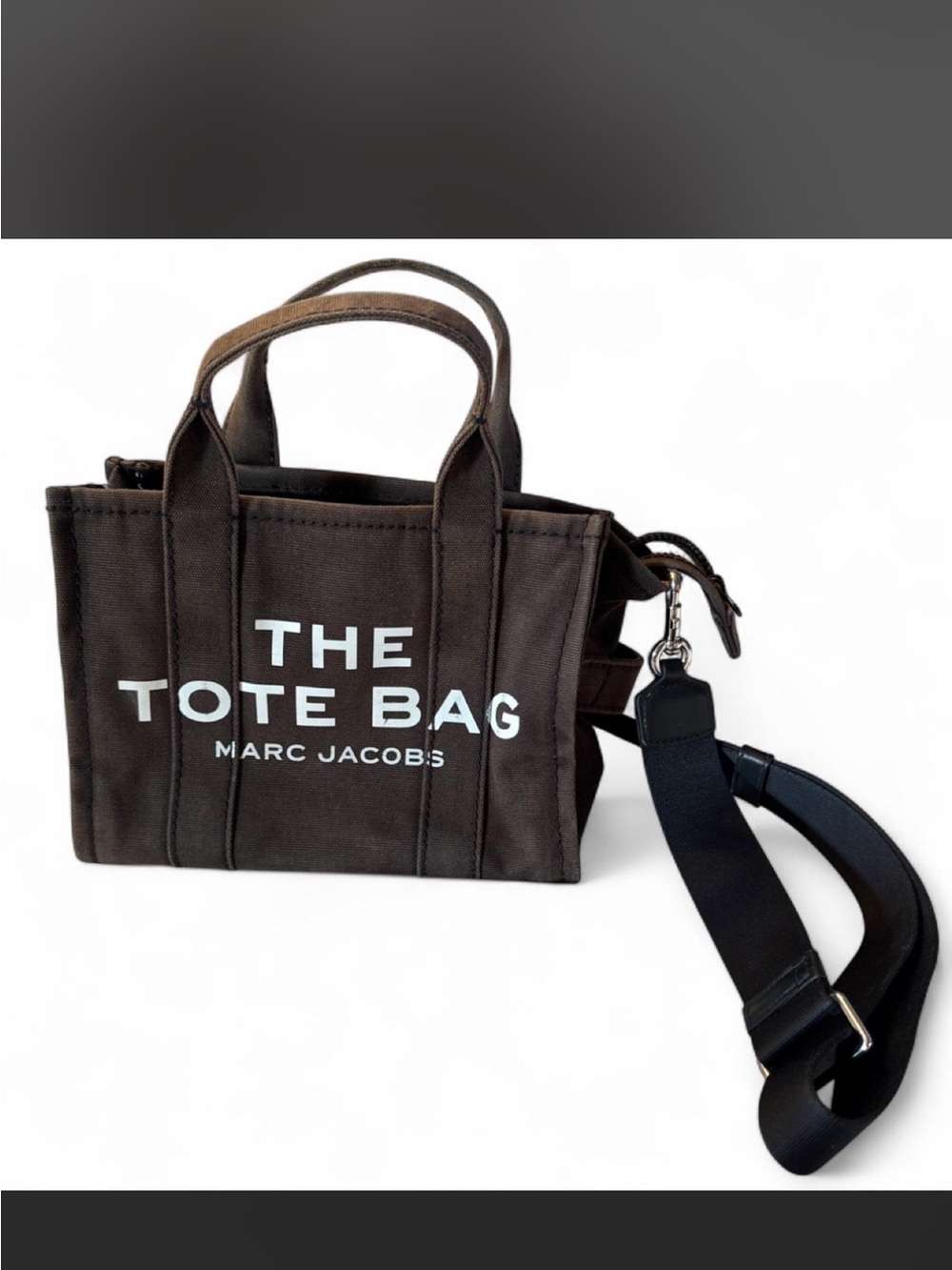 Marc Jacobs Brown Canvas Tote Bag with White Logo